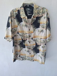 Camisa Hawaiana Jaxx Jaxx Para Hombres XL Seda Floral Palmera Puesta de Sol Playa Aloha - Imagen 1 de 10