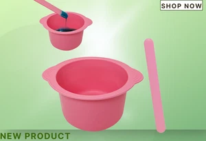 Silikon Wachstopf Liner Antihaft Haarentfernung Schüssel mit Spatel (rosa) - Bild 1 von 7