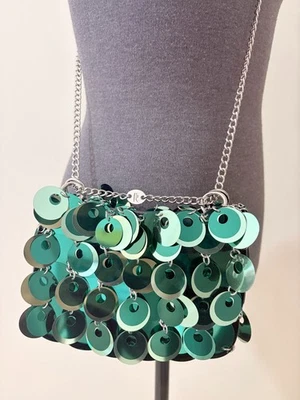 Nuovo Rabanne X H&M Verde Lustrini da Sera Spalla Catena Borsa Edizione Limitata - Image 1 of 4