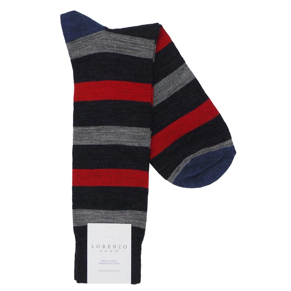 Lorenzo Uomo Bar Stripe Merino Wool Blend Socks - Изображение 1 из 1