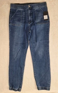 Risen Jeans Women 3XL Denim Jogger Mid Rise Skinny Dark Wash Elastic Waist 34x28 - Picture 1 of 15