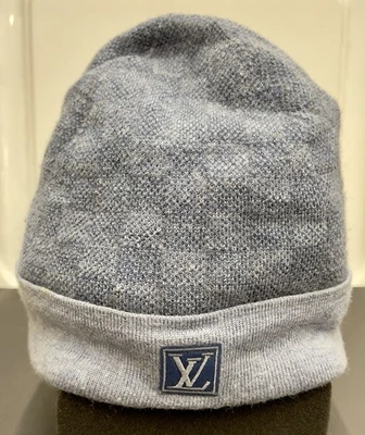 Louis Vuitton 100% Wool Bonnet Petit Damier Beanie Hat Blue/Grey size - S - Image 1 of 4