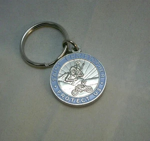 Llavero de motocicleta St Christopher Rides Harley medalla bebé azul - Imagen 1 de 2