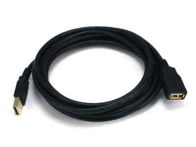 QTY 35 USB-A to USB-A Female 2.0 Extension Cable - 28/24AWG, Gold Plated Black - Image 1 of 4