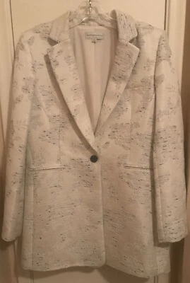 Katherine Kelly Button Front Blazer Jacket Long Sleeve Cream & Black Size 6 - Image 1 of 4