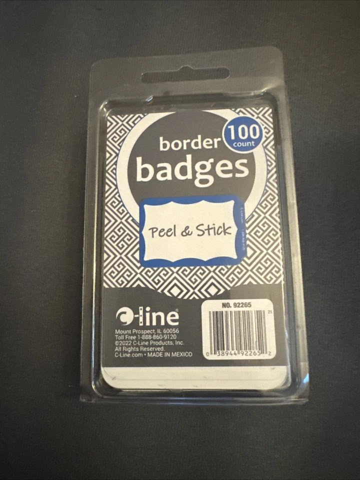 C-Line Name Badges 3-1/2"x2-1/4" 100/BX Blue Border 92265 - Image 1 of 2
