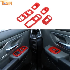 Interior Window Lift Switch Button Panel Cover Trim for Dodge Ram 1500 2018+ Red - Picture 1 of 9