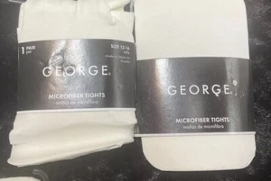 ~ - 2 Pair  George Girl's Microfiber Tights Tusk (White) - Size 12-16 -  free sh - Picture 1 of 5