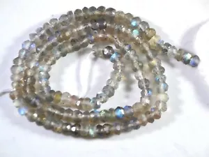 Labradorite 3mm-3.5mm Micro Cut Faceted Rondelle Gemstone Beads 6.5" Str A++ - Picture 1 of 2