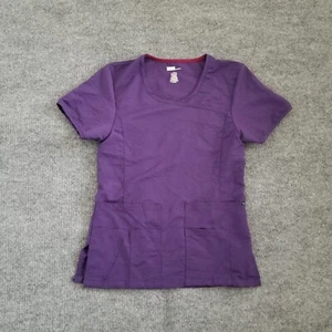 Crest Uniforms Women Scrub Top Small Purple Round Neck Front Pockets - Picture 1 of 13