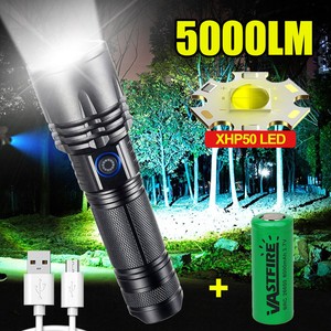 Super Bright P50 LED Flashlight USB Rechargeable 26650 Torch Zoomable 5000LM