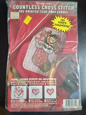Vogart Countless Cross Stitch Tear-Away Canvas - STOCKING - Printed - 1815 - Image 1 of 3