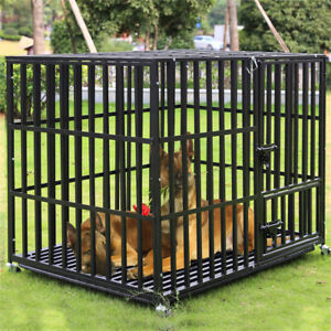 Sturdiness Heavy Duty Dog Cage Metal Kennel Escape-proof Crate w/ Strong Latches