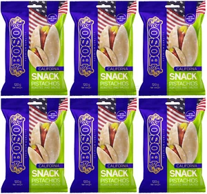 6 CALIFORNIA SNACK Pistachios Roasted and Salted Premium Quality Boso 120g 4.2oz - Picture 1 of 9