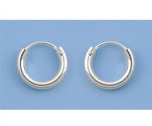 Continuous Hoop Earrings Sterling Silver 925 Jewelry Thickness 2.5mm Diameter 12 - Image 1 of 1