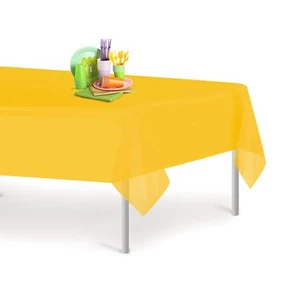 Yellow 12 Pack Premium Disposable Plastic Tablecloth 54 Inch. x 108 Inch. Rec... - Picture 1 of 4