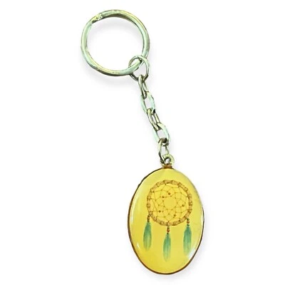 Chaveiro de acrílico vintage apanhador de sonhos oval pendurado arte nativa charme - Imagem 1 de 2