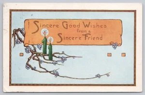 Whitney Made Good Wishes Kerzen Weinrebe Trauben 1919 Postkarte - Bild 1 von 2