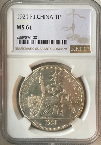 1921 French Indochina Piastre The French Mistress from San Francisco NGC MS61 Cover