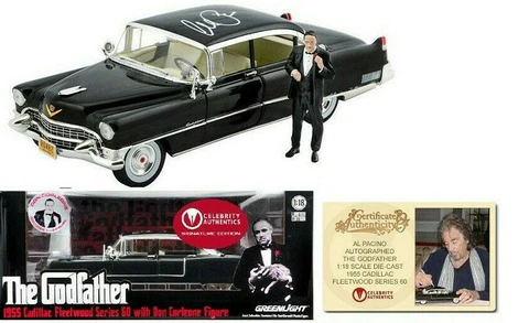 The Godfather 1:18 GREENLIGHT CADILLAC model car AL PACINO signed New Mint COA Cover