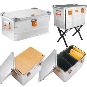 ALUBOX® Campingbox Campingküche Küchenbox Innenfach +  2x Bambus Schneidebretter - Bild 1 von 49