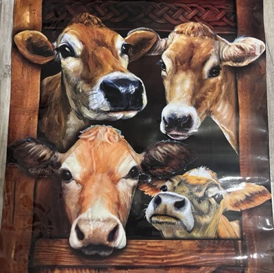 Cows Poster on Thick Plastic Canvas 24" x 26" New - Image 1 of 2