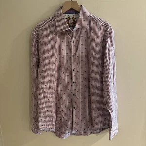 Camisa Robert Graham Abotonada Cuadros Bordada Floral Puños Para Hombre Talla Lg - Imagen 1 de 9