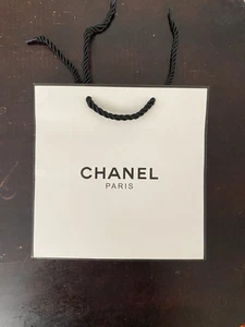 CHANEL White & Black Paper Shopping/Gift Bag  Small - Picture 1 of 2