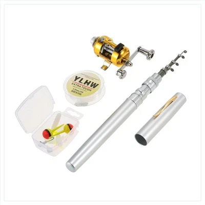 Angel Set Mini Angelrute Rolle Schnur Köder Haken Fisch - Bild 1 von 4