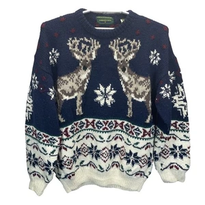 Embassy Row Special Edition Hand Knit 100% Wool Sweater Men XL Rentier Xmas - Bild 1 von 8