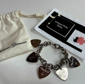 HYSTERIC GLAMOUR Hysteric on Skull Guitar Pick Shape Bracelet Gift Japan USED - Picture 1 of 7