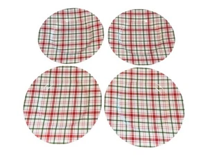 4 Platos de Ensalada Festivo Cuadros Colección Martha Stewart Rojo Verde Macy's 9" Almuerzo - Imagen 1 de 6