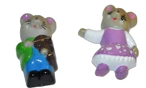 Vtg Fridge Magnets 2 pc Mice Mouse Farmhouse Fiddle Square Dance Plastic retro - Picture 1 of 6