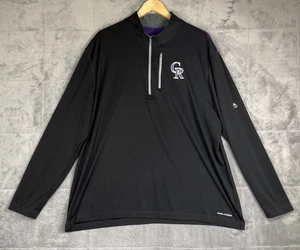 Colorado Rockies 1/4 Zip Shirt Black Majestic Cool Base Jersey Lightweight MLB - Picture 1 of 12