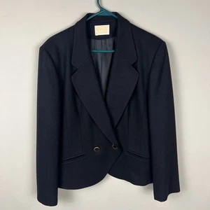 Blazer vintage Pendleton donna 100% lana vergine nero foderato taglia 14 giacca USA - Foto 1 di 9
