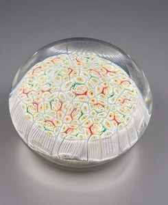Pisapapeles Millefiori estilo Murano vintage blanco verde rojo amarillo flores - Imagen 1 de 6