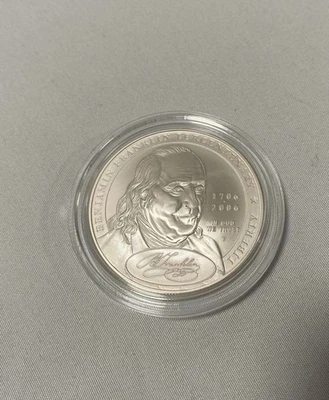 2006 Benjamin Franklin 'Founding Father' Commemorative Coin Proof Silver Dollar - Image 1 of 4