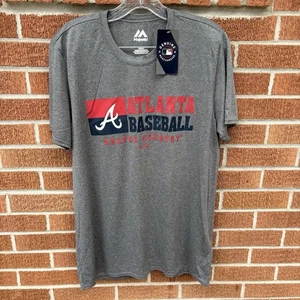 T-shirt Majestic MLB Atlanta Braves uomo L grigia manica corta Braves Country - Foto 1 di 6