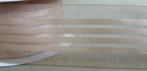 10 yds SHEER & SATIN STRIPE RIBBON  1 1/2" wide (choice of 12 colors) - Picture 1 of 13