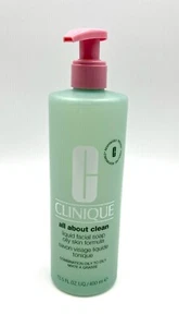 New! Clinique Jumbo All About Clean Liquid Facial Soap ~ Oily ~ 13.5 oz/400 ml - Picture 1 of 2