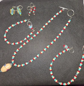 Native American Style Set incl... 1 Necklace 15" 1 Brac"t 8" ,1 Ankle Brac't 10" - Picture 1 of 13