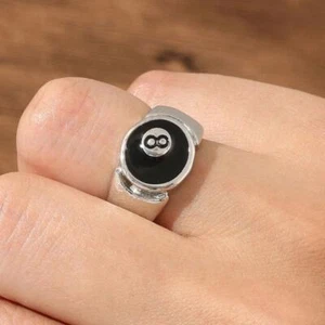 Number Black 8 Eight Billiard Ball Fashion Punk Alloy Ring Party Jewelry Gift - Picture 1 of 8