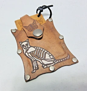 Laser cut leather wallet by me scalloped web bat shaped custom goth rockabilly - Picture 1 of 8