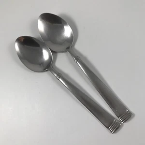 WALLACE SILVER "NAPOLI FROST" 18/10 Stainless 2 SOUP SPOONS - Picture 1 of 2