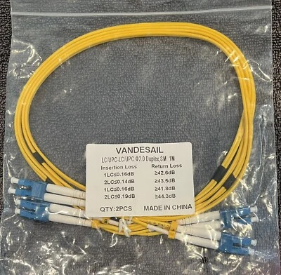 LC to SC Fiber Patch Cable Mode Duplex - 1M (3.28ft) - 9/125 um OS1 LSZH - A0031 - Image 1 of 4