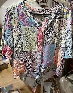 Chico's Ladies Tie Front Button Down Shirt Size 3 - Picture 1 of 2