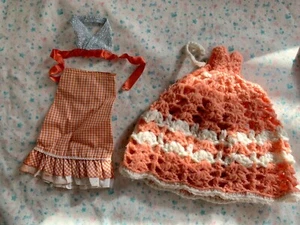 Vtg Barbie Doll Clothing Pieces Orange Theme Knit Dress 70s Best Buy - Picture 1 of 8