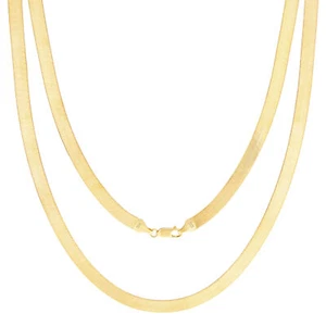 10K Yellow Gold Solid 6mm Silky Herringbone Chain Necklace Mens Womens 20" - Picture 1 of 10