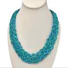 Bohemian Style Seed Beads Teal Blue Woven Necklace