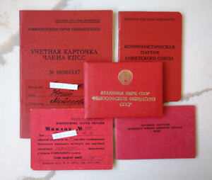 Soviet Communist Party Documents Lot 5x USSR CPSU ID ticket certificate KPSS set